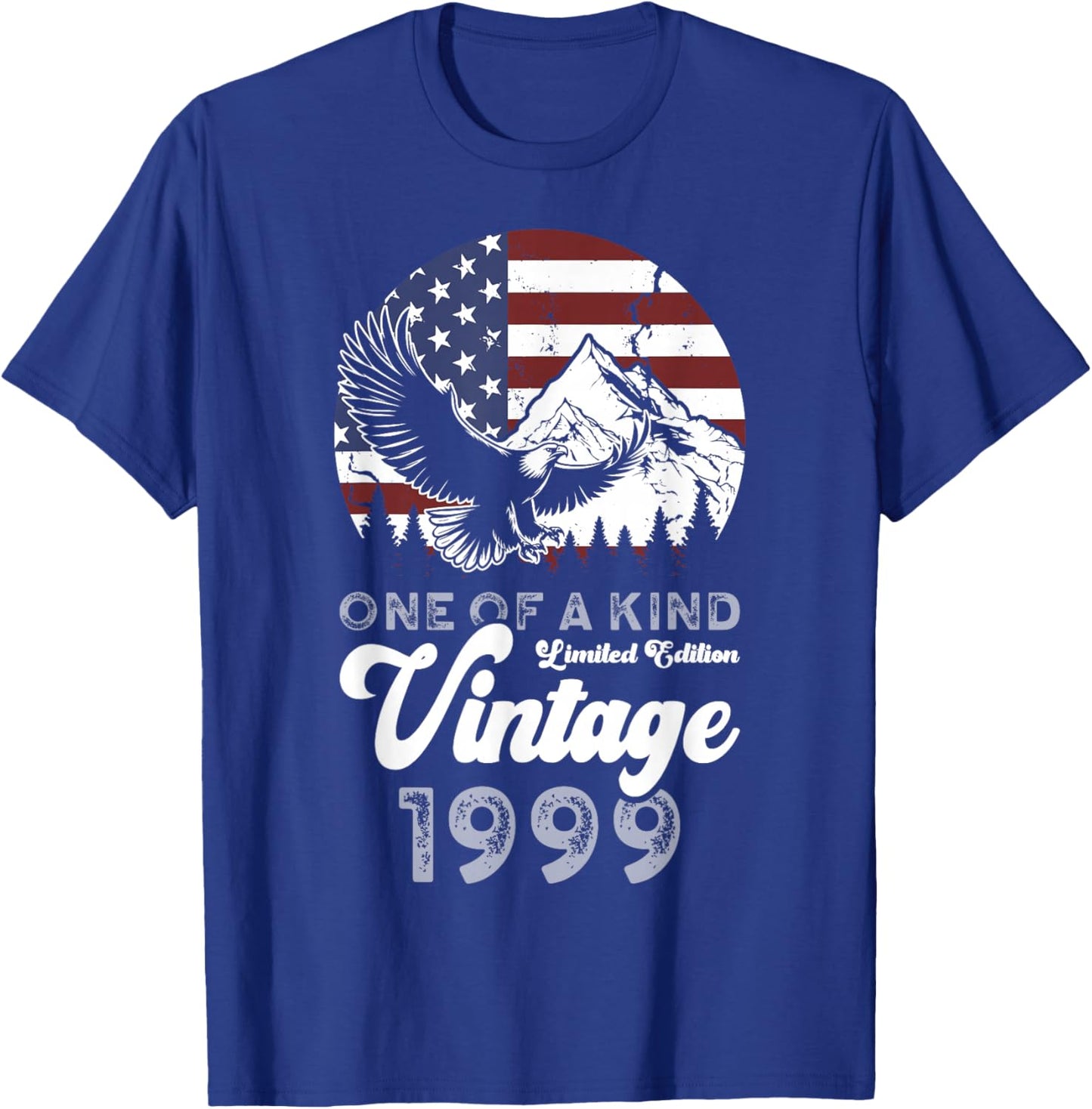 Vintage 1999 Patriotic Eagle 27th Birthday American Flag T-Shirt - T-Shirt | Royal