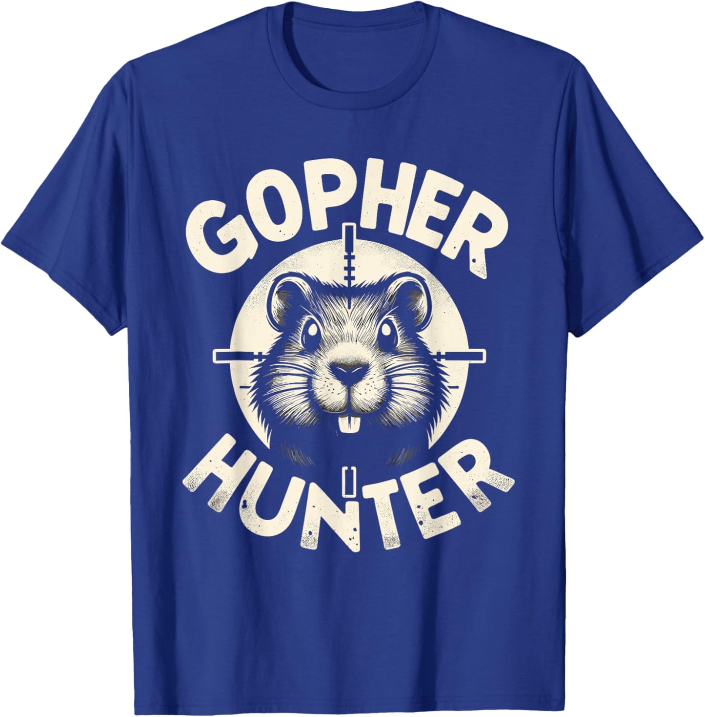 Unique Funny Landscaping Crosshairs Gopher Hunter T-Shirt - T-Shirt | Royal