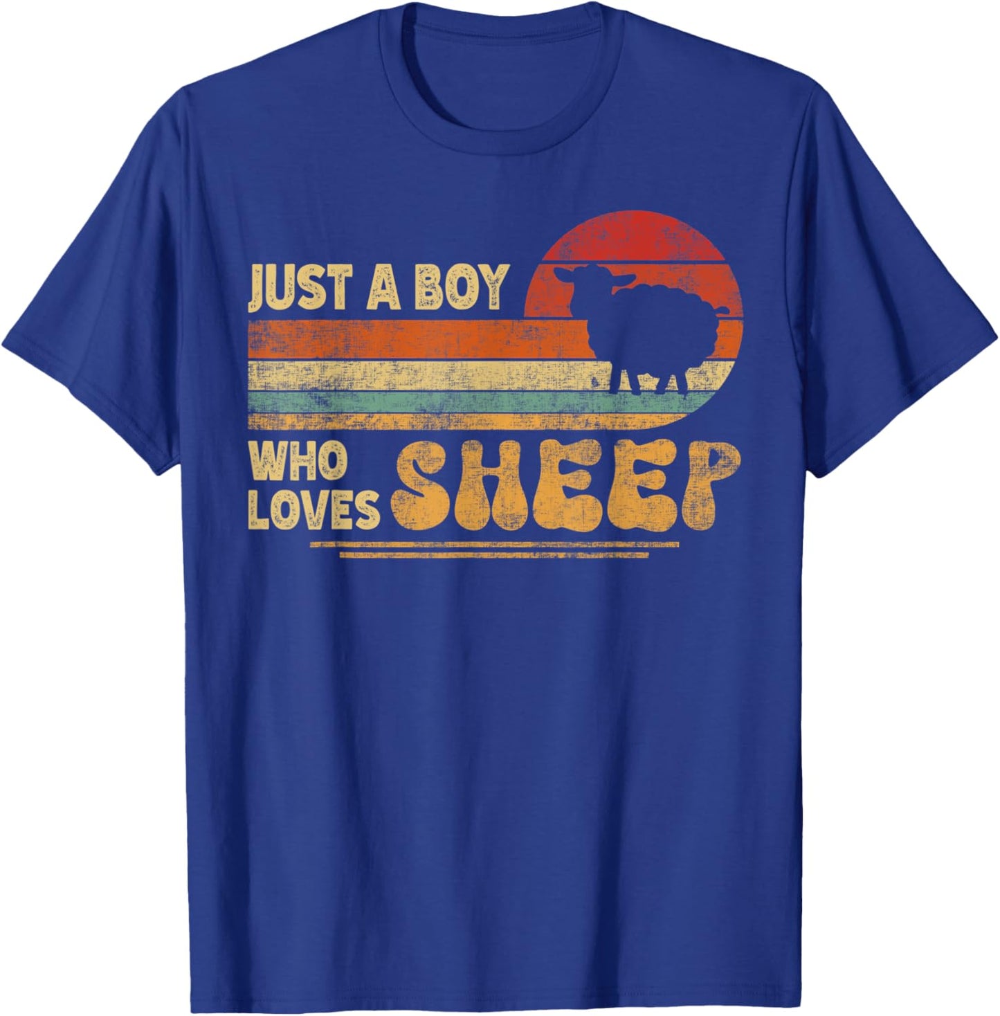 Retro Farmer Funny Sheep Lover | Just A Boy Who Loves Sheep T-Shirt - T-Shirt | Royal
