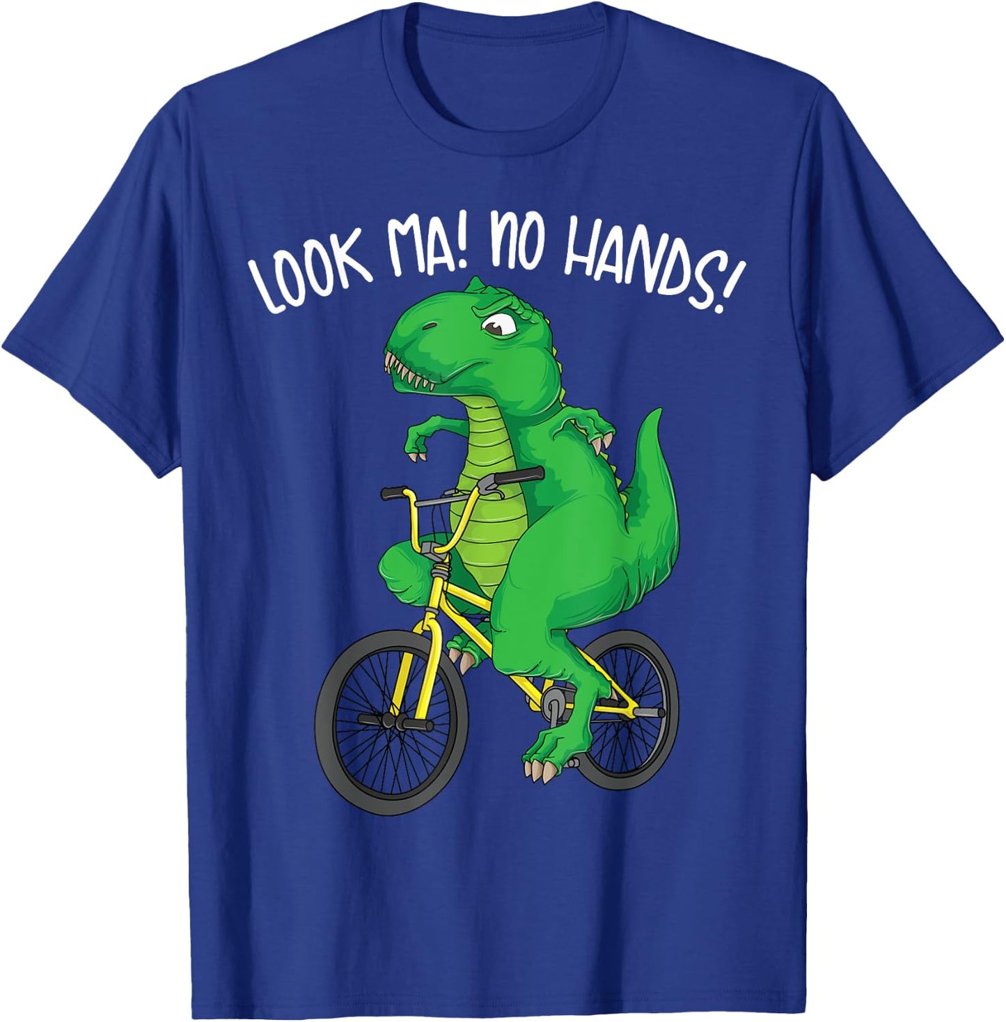 Look Ma! No Hands! | Cute Little T-Rex Biking Funny Boy Gift T-Shirt - T-Shirt | Royal