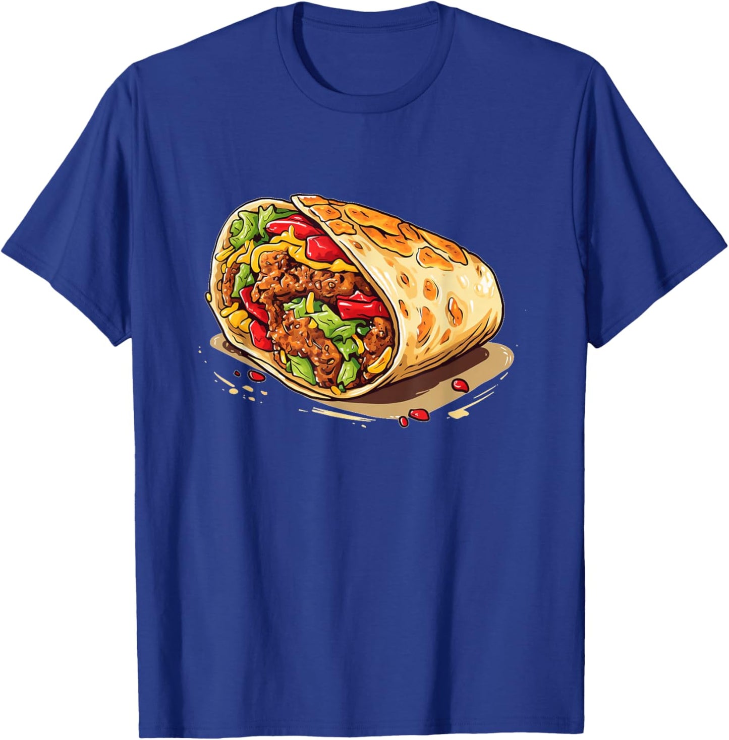 Burrito with Vegetable and Beef for Mexican Food Lovers T-Shirt - T-Shirt | Royal