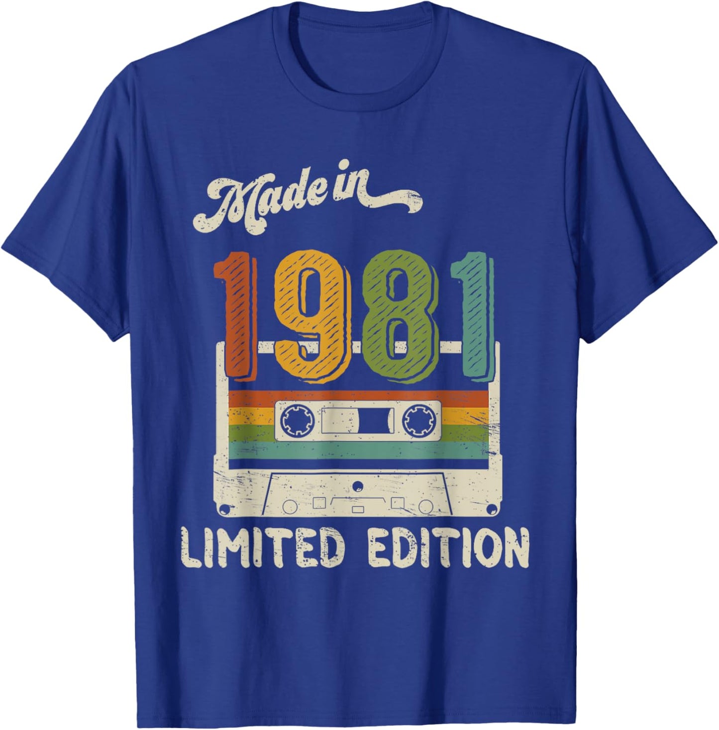 Made In 1981 Limited Edition Retro Cassette 44th Birthday T-Shirt - T-Shirt | Royal