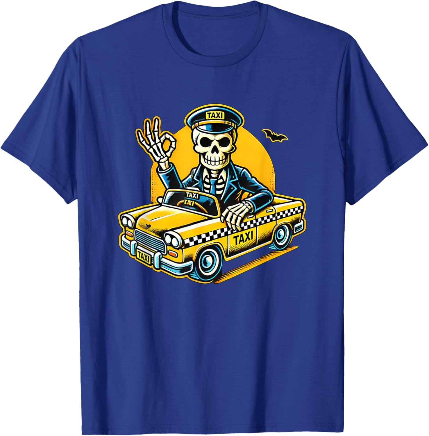 Halloween Skeleton Taxi Driver T-Shirt - T-Shirt | Royal