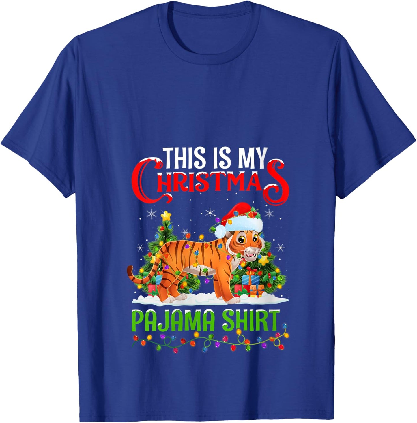 This Is My Christmas Pajama Shirt Lighting Bengal Tiger Xmas V-Neck T-Shirt - T-Shirt | Royal