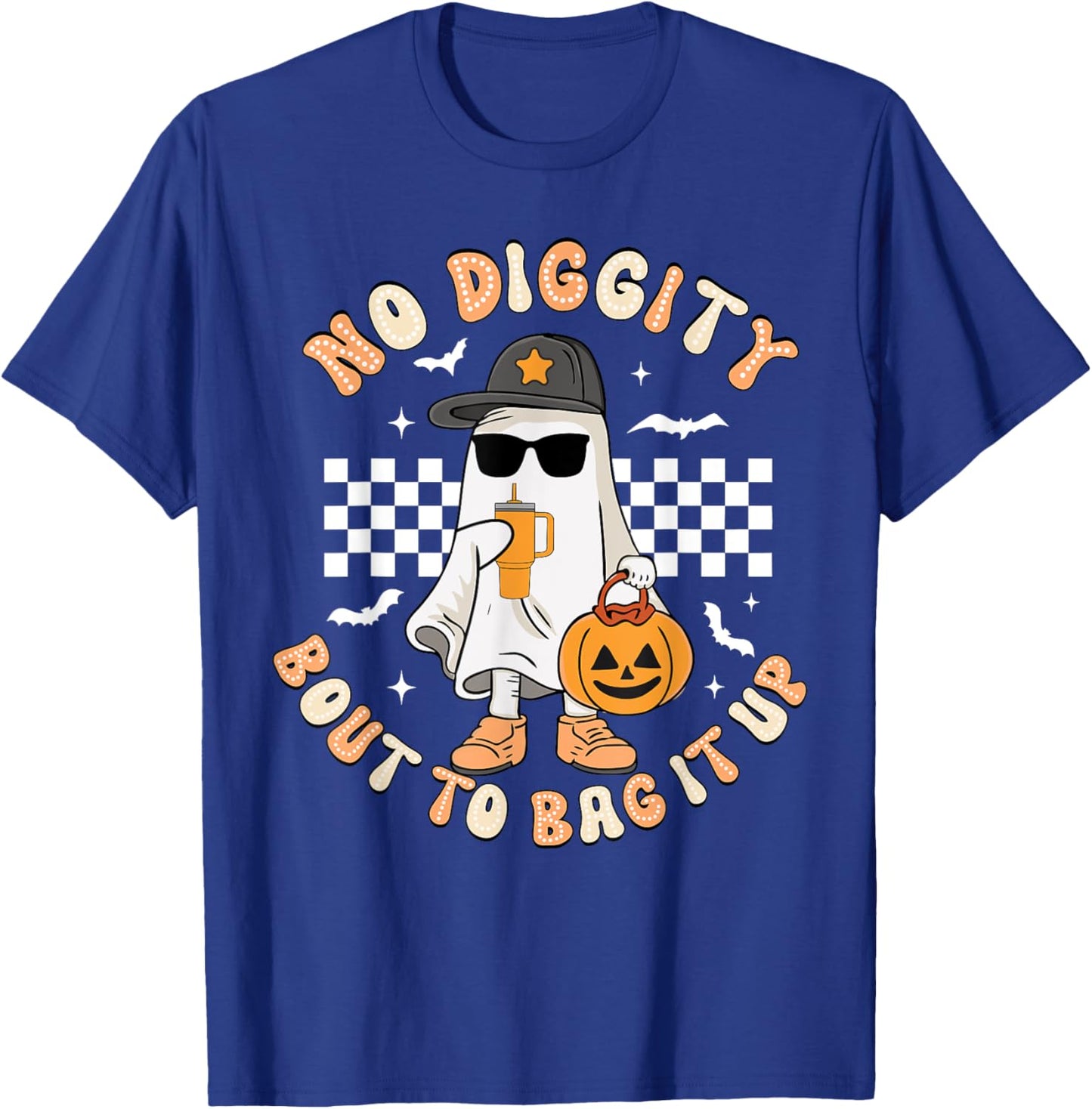 No Diggity Bout To Bag It Up Retro Halloween Ghost Toddler T-Shirt - T-Shirt | Royal