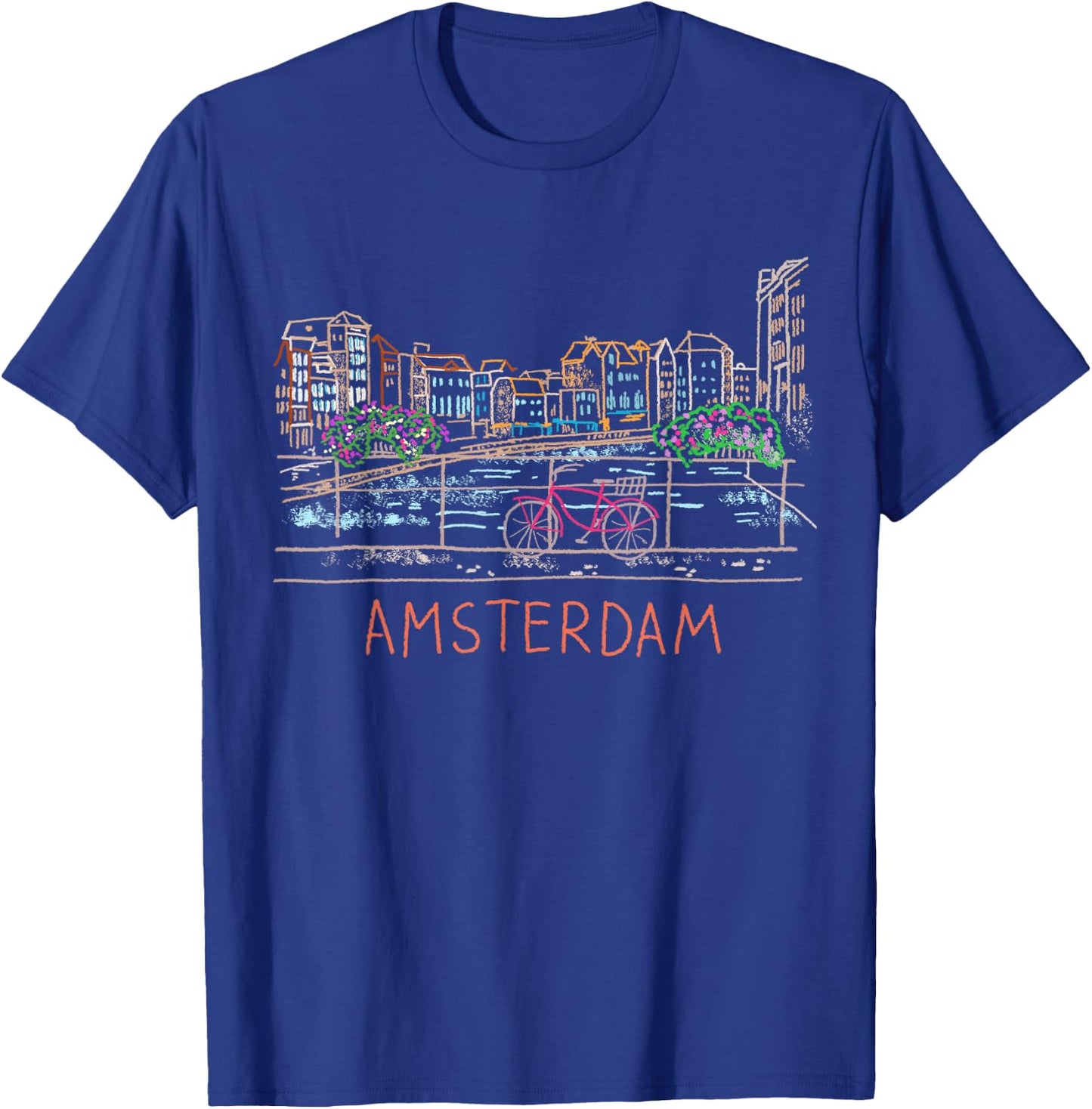 Amsterdam Bike Unique Hand Drawn Art Small T-Shirt - T-Shirt | Royal