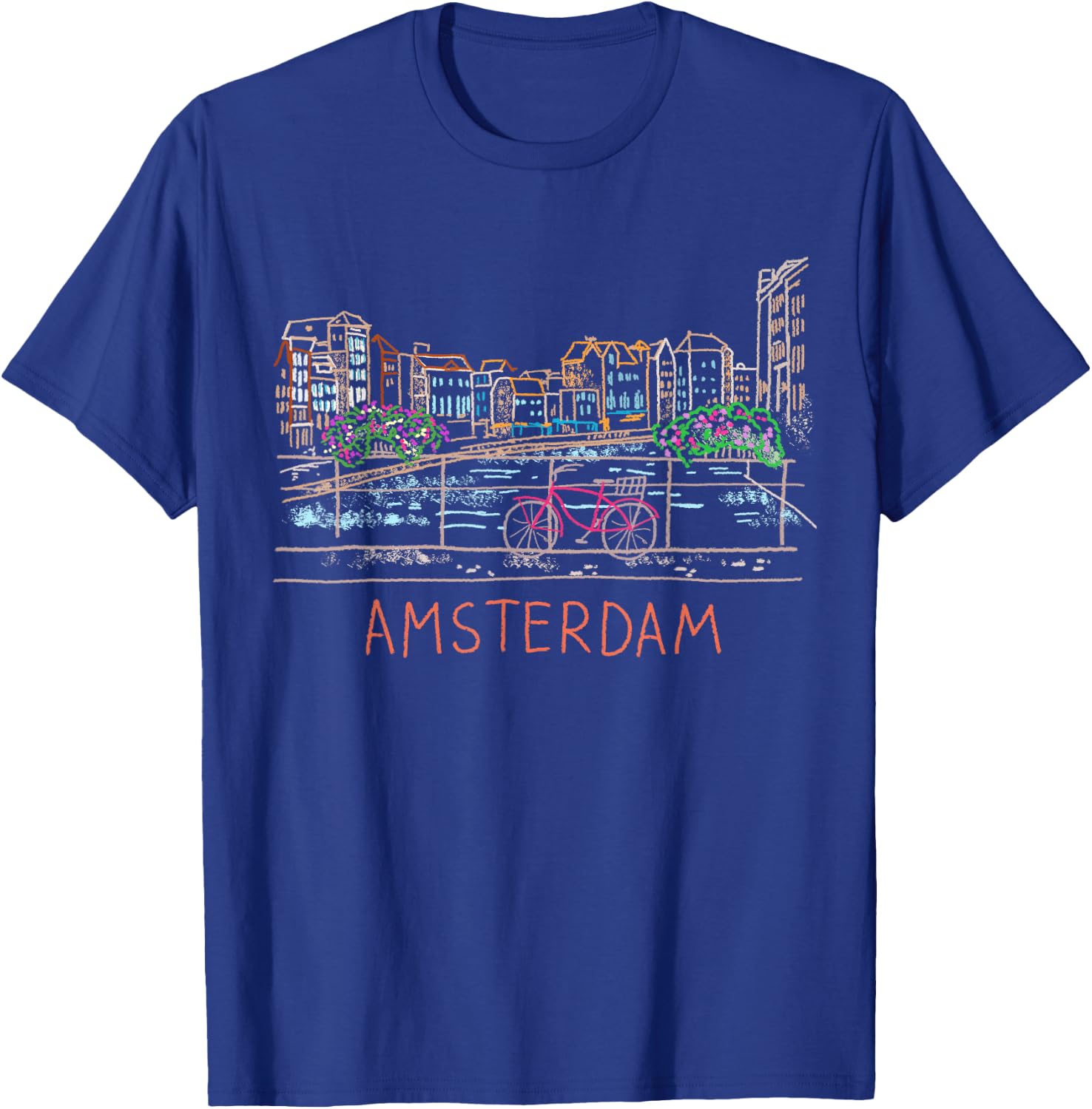 Amsterdam Bike Unique Hand Drawn Art Small T-Shirt - T-Shirt | Royal