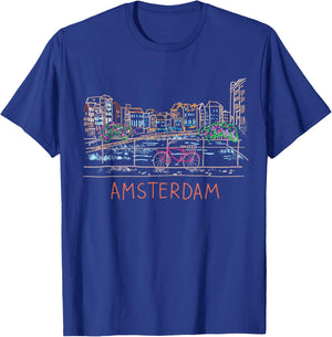Amsterdam Bike Unique Hand Drawn Art Small T-Shirt - T-Shirt | Royal