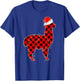 Red Plaid Llama Christmas Lights Pajamas Adult Kids T-Shirt - T-Shirt | Royal