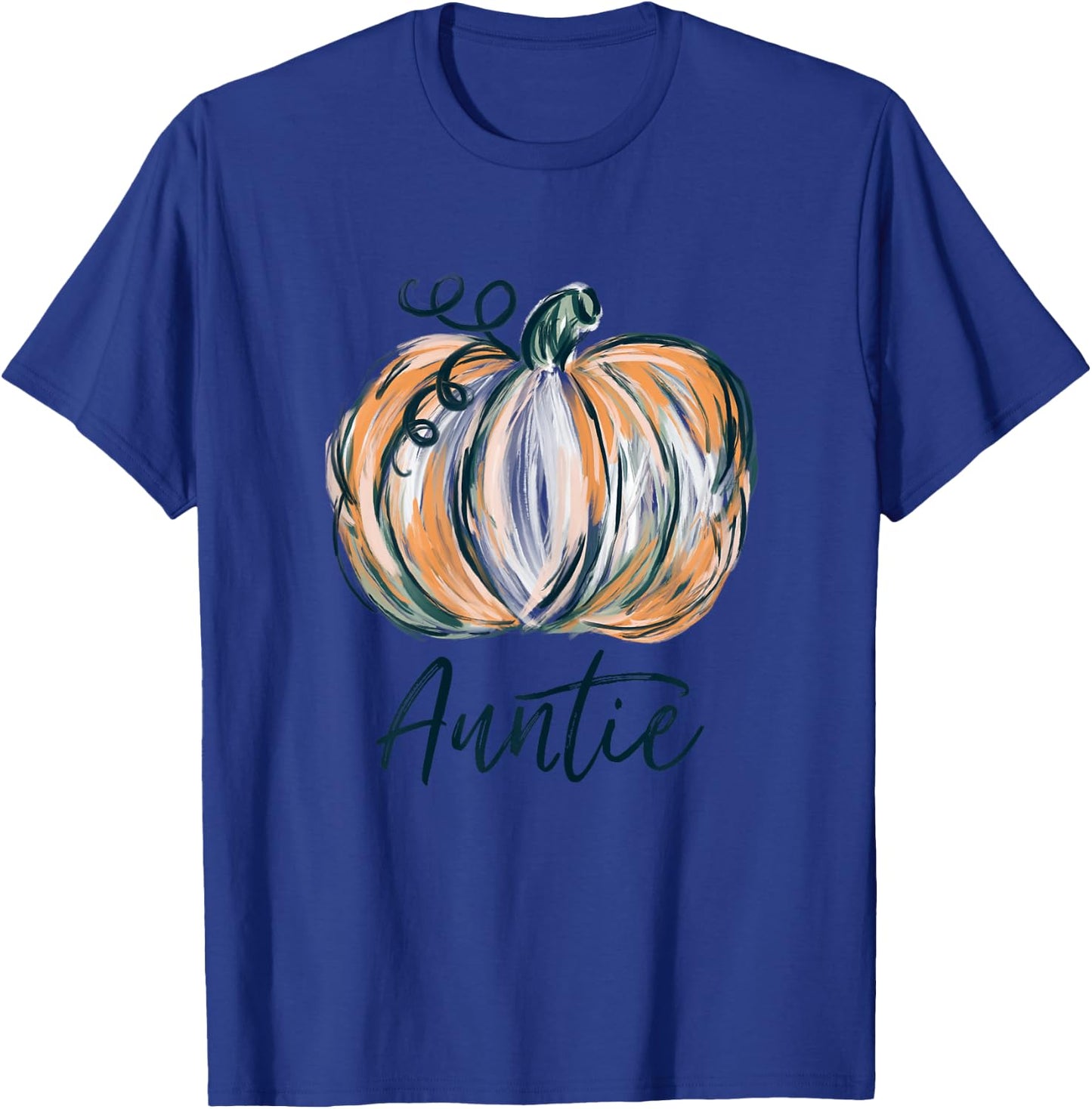 Auntie Watercolor Pumpkin Fall Thanksgiving Halloween 2022 T-Shirt - T-Shirt | Royal