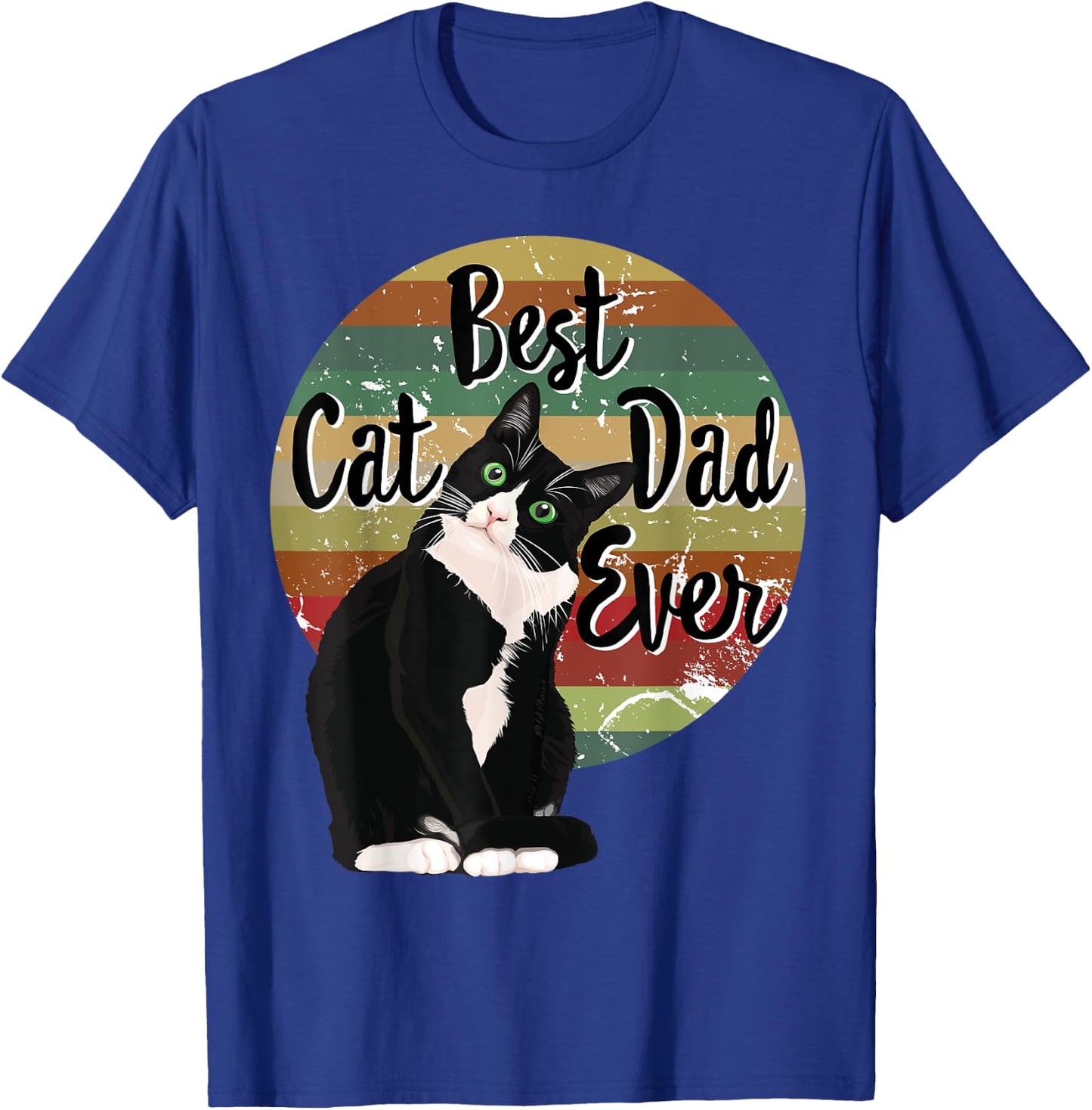 Best Cat Dad Ever Tuxedo Father's Day Gift Funny Retro Shirt Women T-Shirt - T-Shirt | Royal