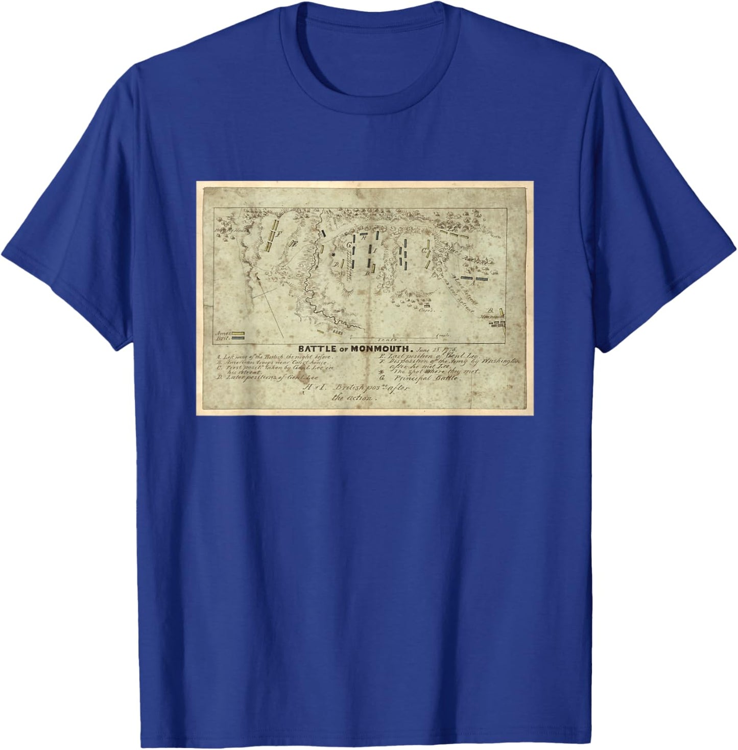 Battle of Monmouth Map (1778) T-Shirt - T-Shirt | Royal