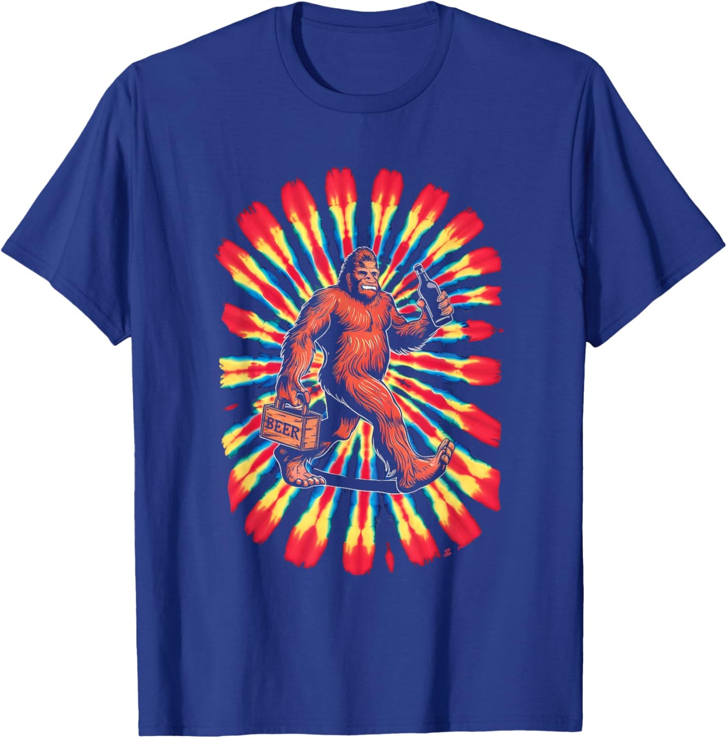 Bigfoot Tie Dye Beer 4th Of July Sasquatch Women Men T-Shirt - T-Shirt | Royal