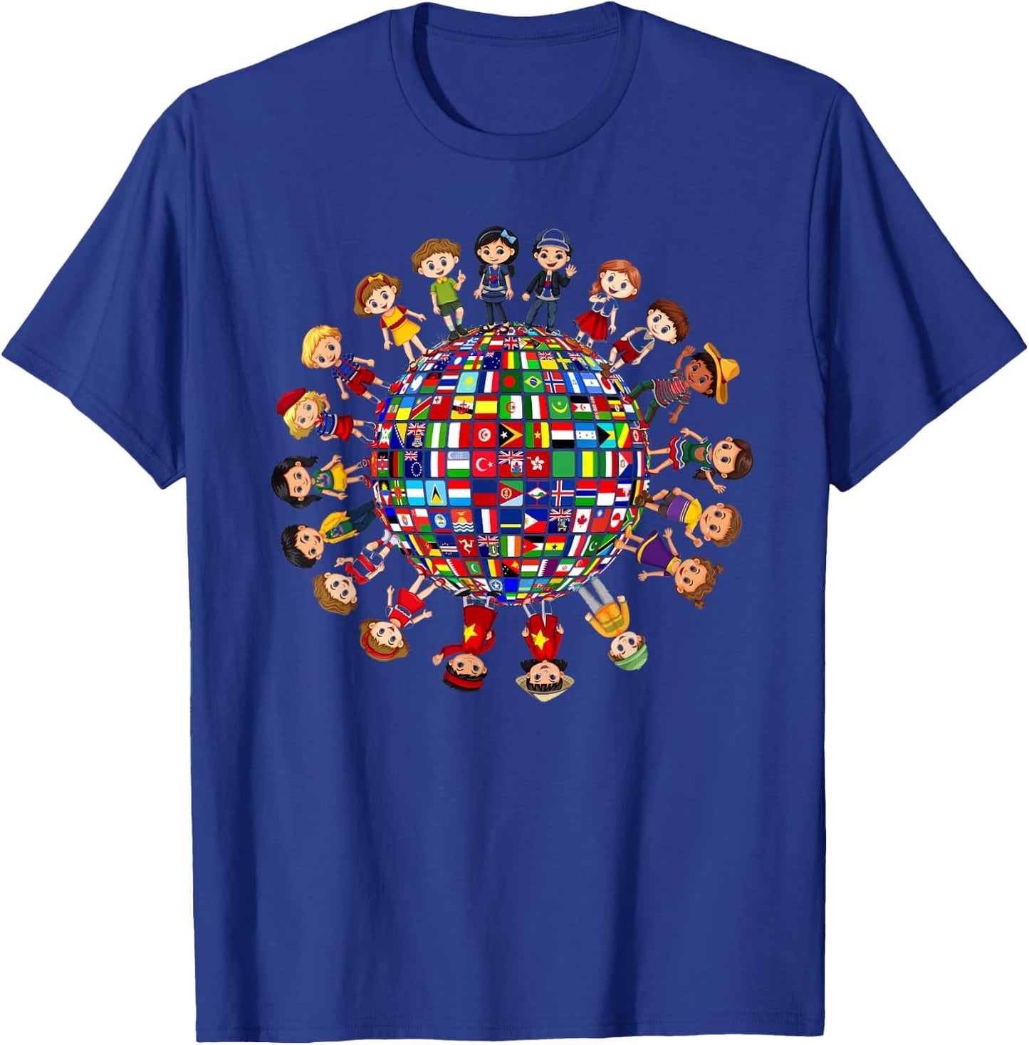 Flags of the World Cultural diversity Kids around the Globe T-Shirt - T-Shirt | Royal