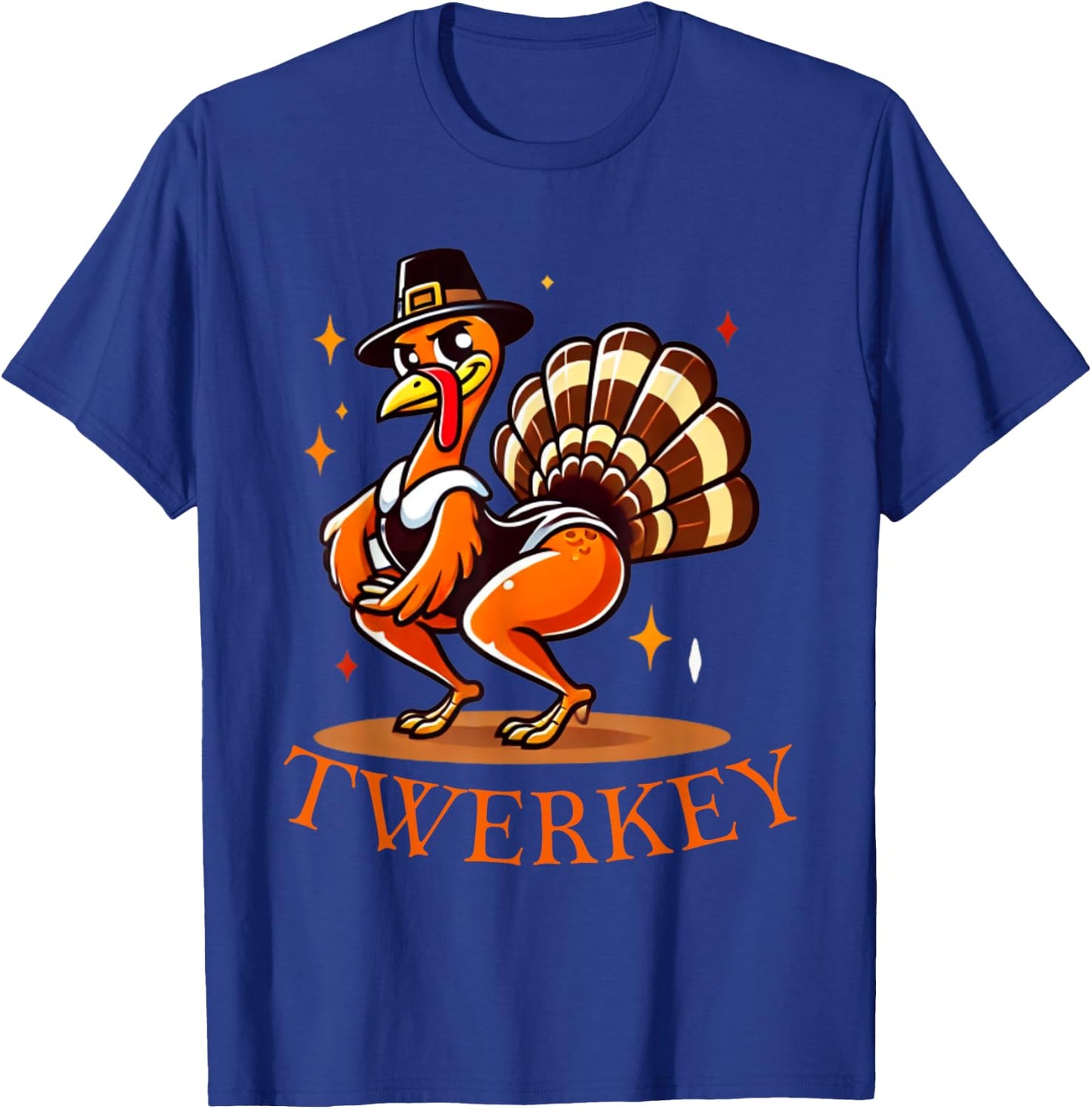 Funny Twerkey Twerking Turkey Dance Pilgrim Thanksgiving T-Shirt - T-Shirt | Royal