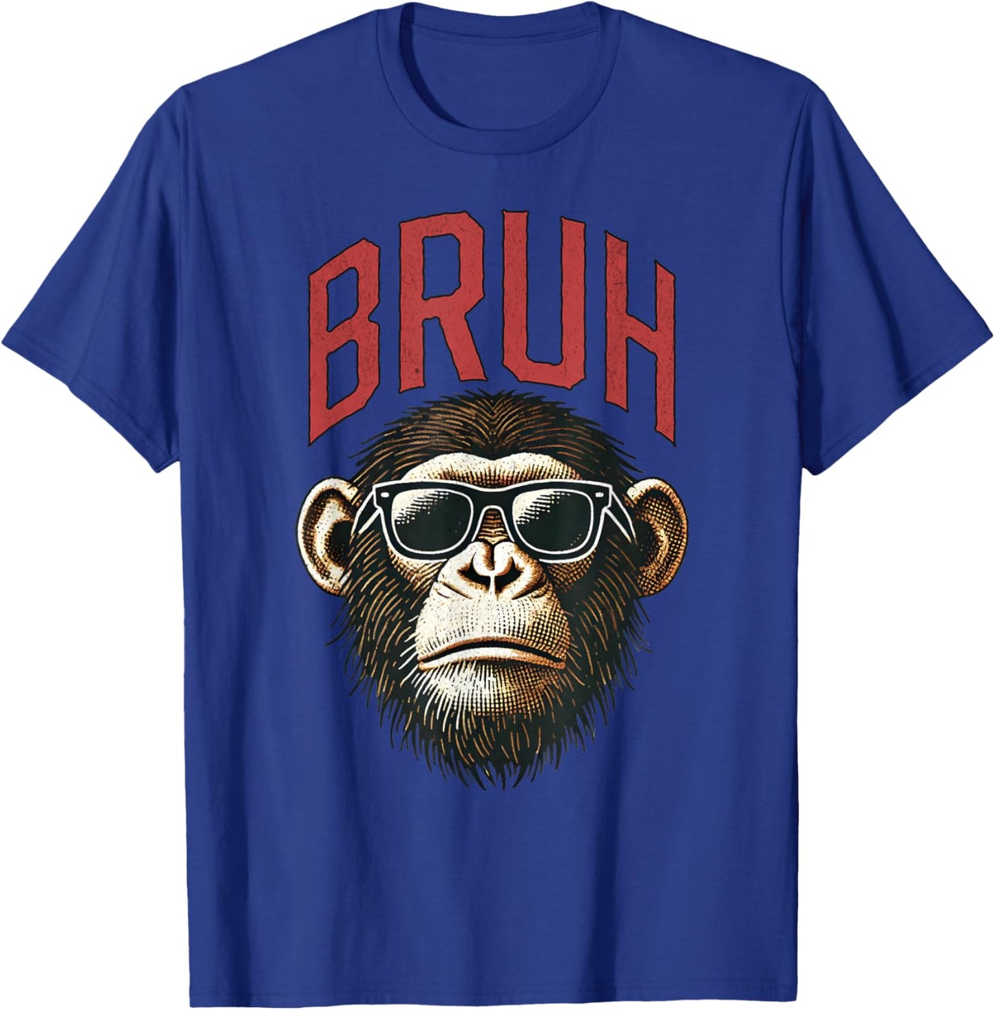 Vintage Style Bruh Chimpanzee Funny Boys Kids Teen Sayings T-Shirt - T-Shirt | Royal