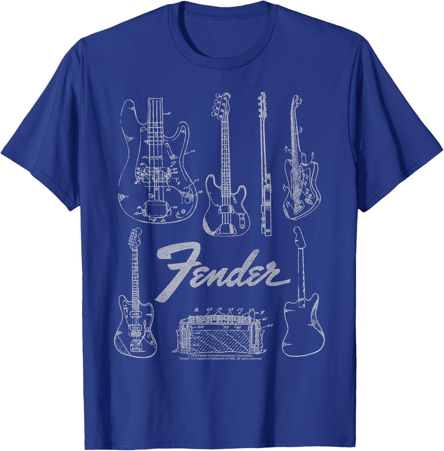 Fender Guitars & Amp Logo T-Shirt - T-Shirt | Royal