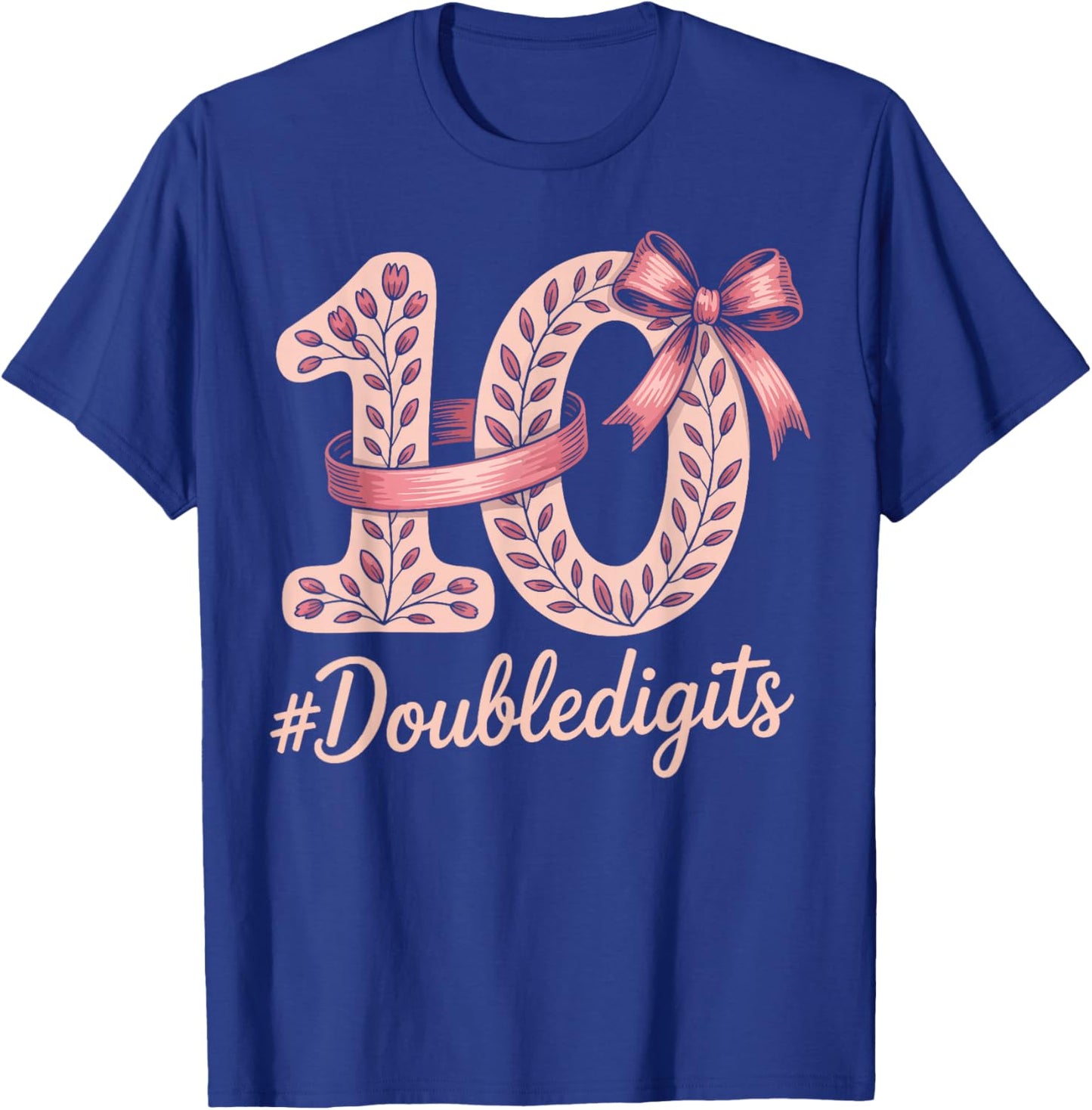 10 Birthday Girl Pink Coquette Bow Double Digits 10 Birthday T-Shirt - T-Shirt | Royal