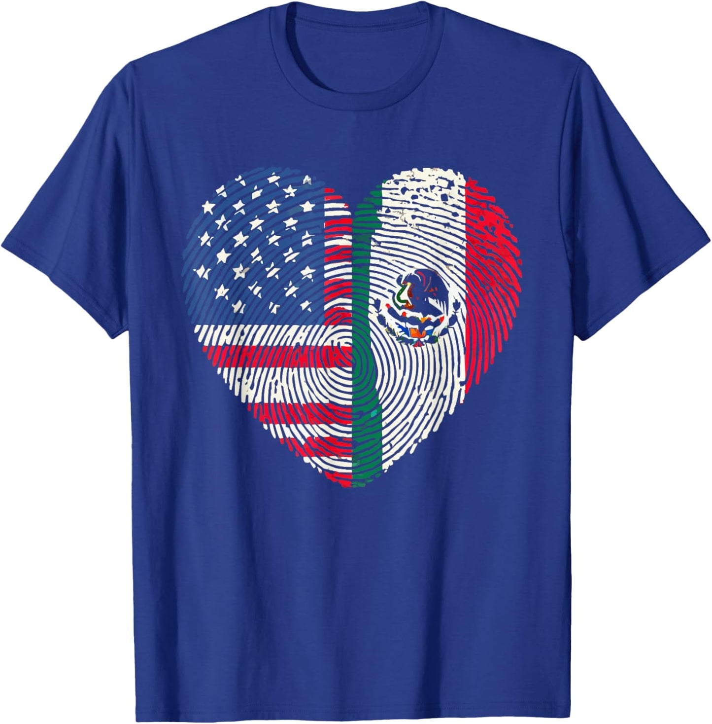 Half Mexican Half American USA Flag Mexico America T-Shirt - T-Shirt | Royal