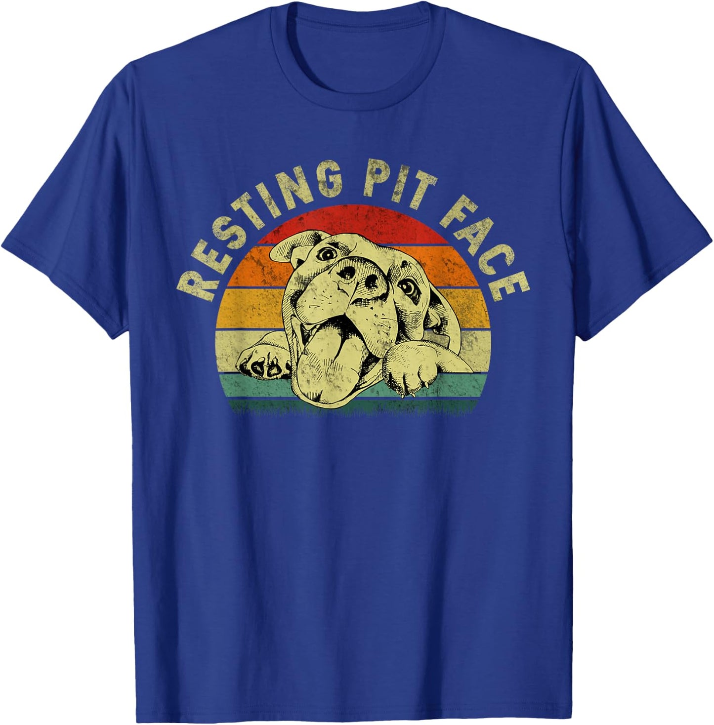 Retro Vintage Resting Pit Face Pitbull Funny Dog Lovers Gift Women T-Shirt - T-Shirt | Royal