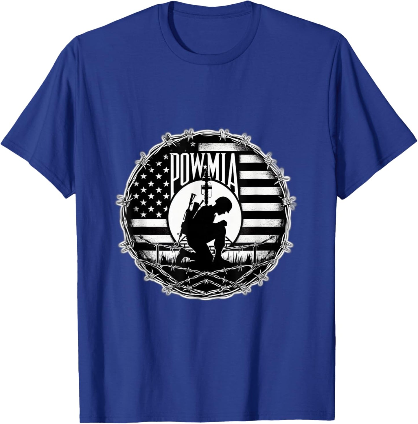 Obvious Logic POW MIA -Adults Black Cotton, Polyester Blend Short Sleeve T-Shirt - T-Shirt | Royal