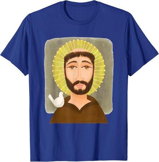 St Francis of Assisi Art Patron Saint of Animals Catholic T-Shirt - T-Shirt | Royal