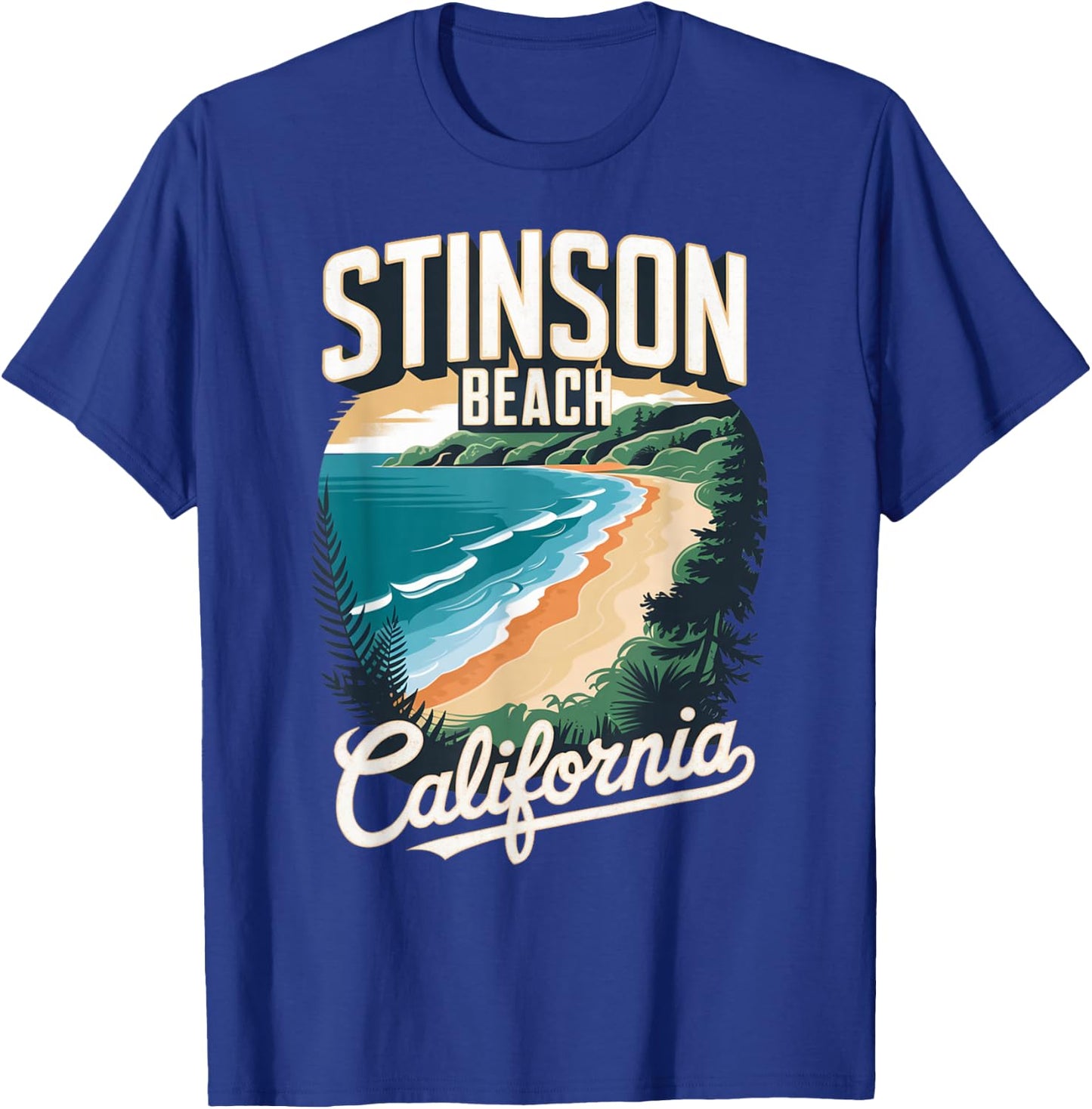 Stinson Beach California Scenic Coastline T-Shirt - T-Shirt | Royal