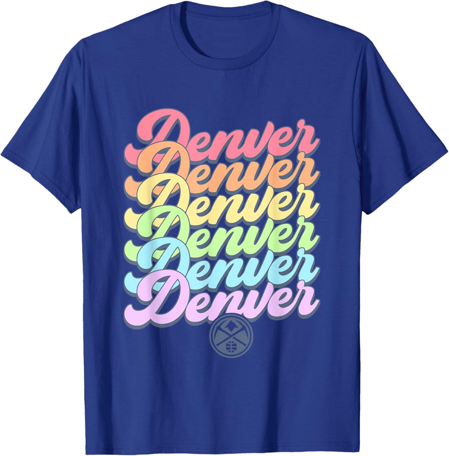 NBA Denver Nuggets Pastel Rainbow Pride Stack T-Shirt - T-Shirt | Royal