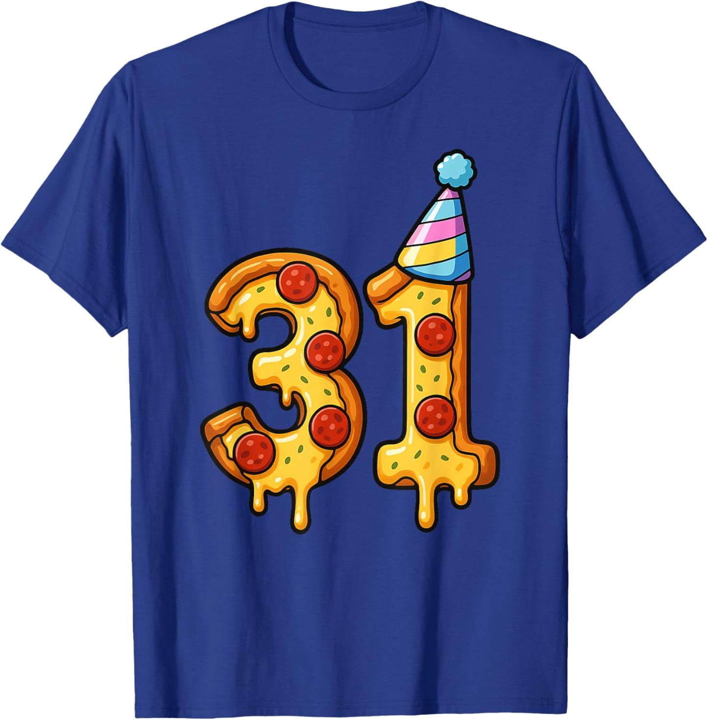 Pizza 31th Birthday 31 Years Old Party Hat Bday Boys Girls T-Shirt - T-Shirt | Royal