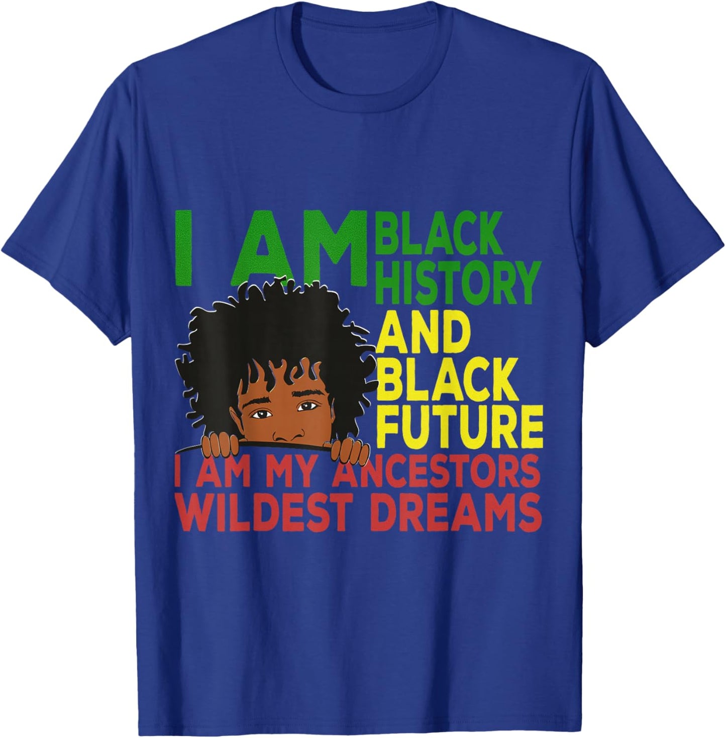 Happy Juneteenth Independence Teen Youth Afro Locs Black Boy T-Shirt - T-Shirt | Royal