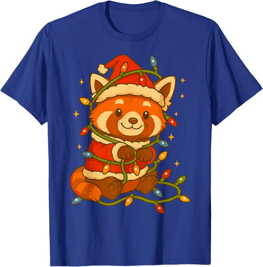 Red Panda with Christmas Lights and Costume T-Shirt - T-Shirt | Royal