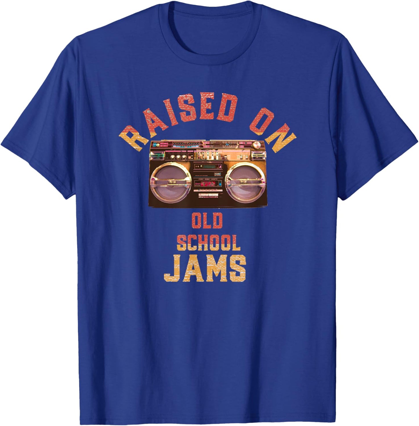 Raised On Old School Jams Vintage Hip Hop R&B Music T-Shirt - T-Shirt | Royal