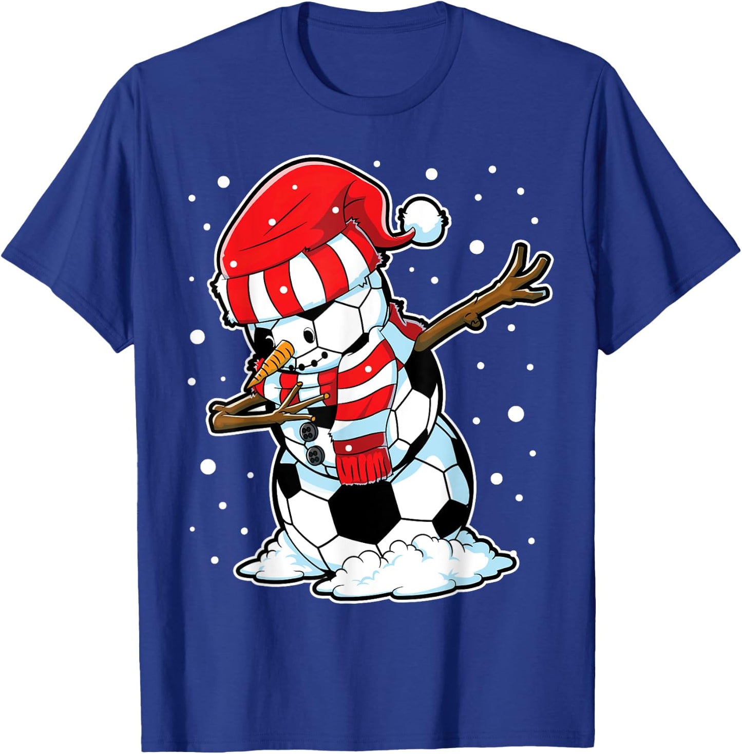 Soccer Christmas Snowman Dabbing Ball Santa Boys Girls Men T-Shirt - T-Shirt | Royal