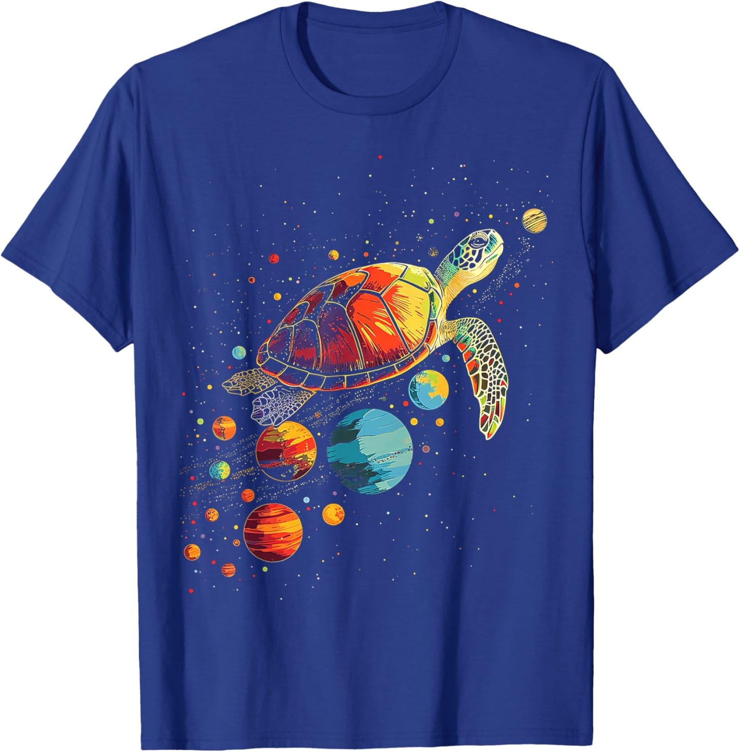 Turtler Planets Art Animal Colorful Graphic Turtle T-Shirt - T-Shirt | Royal