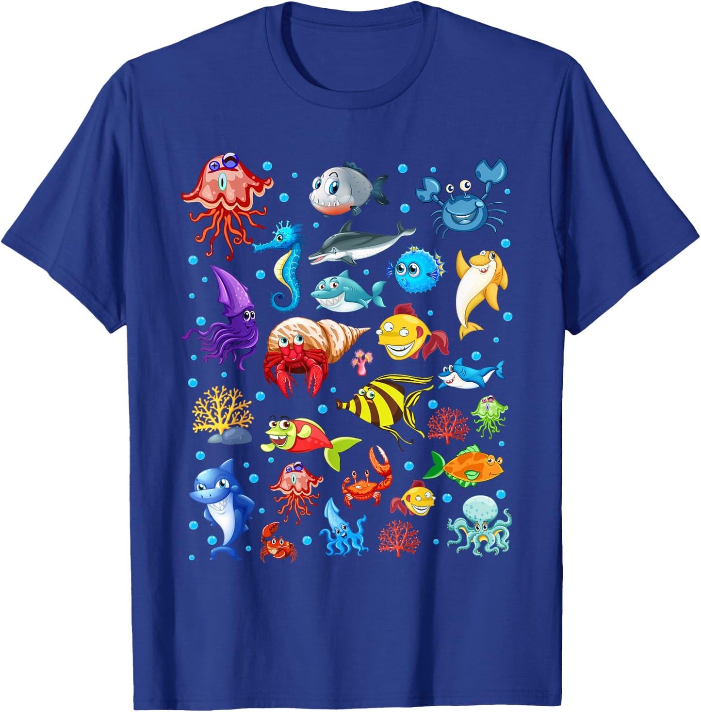 Cute Sea Animals Kids Children Ocean Creatures Clownfish T-Shirt - T-Shirt | Royal