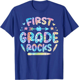 1st Grade Rocks First Grade Back To School Teacher Tie Dye Women Kids T-Shirt - T-Shirt | Royal