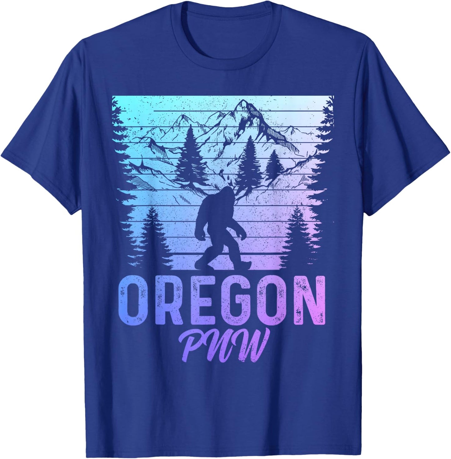 Oregon PNW Bigfoot Vintage Pacific Northwest Sasquatch T-Shirt - T-Shirt | Royal