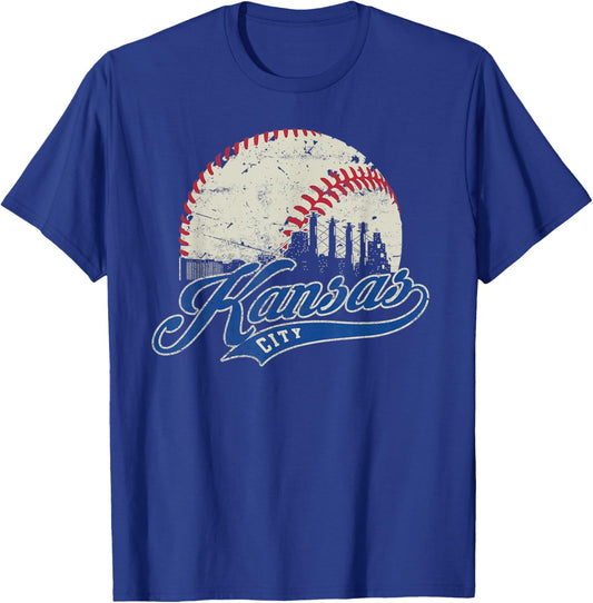 Kansas City Retro Baseball Lover Game Day Men Boys Girls T-Shirt - T-Shirt | Royal