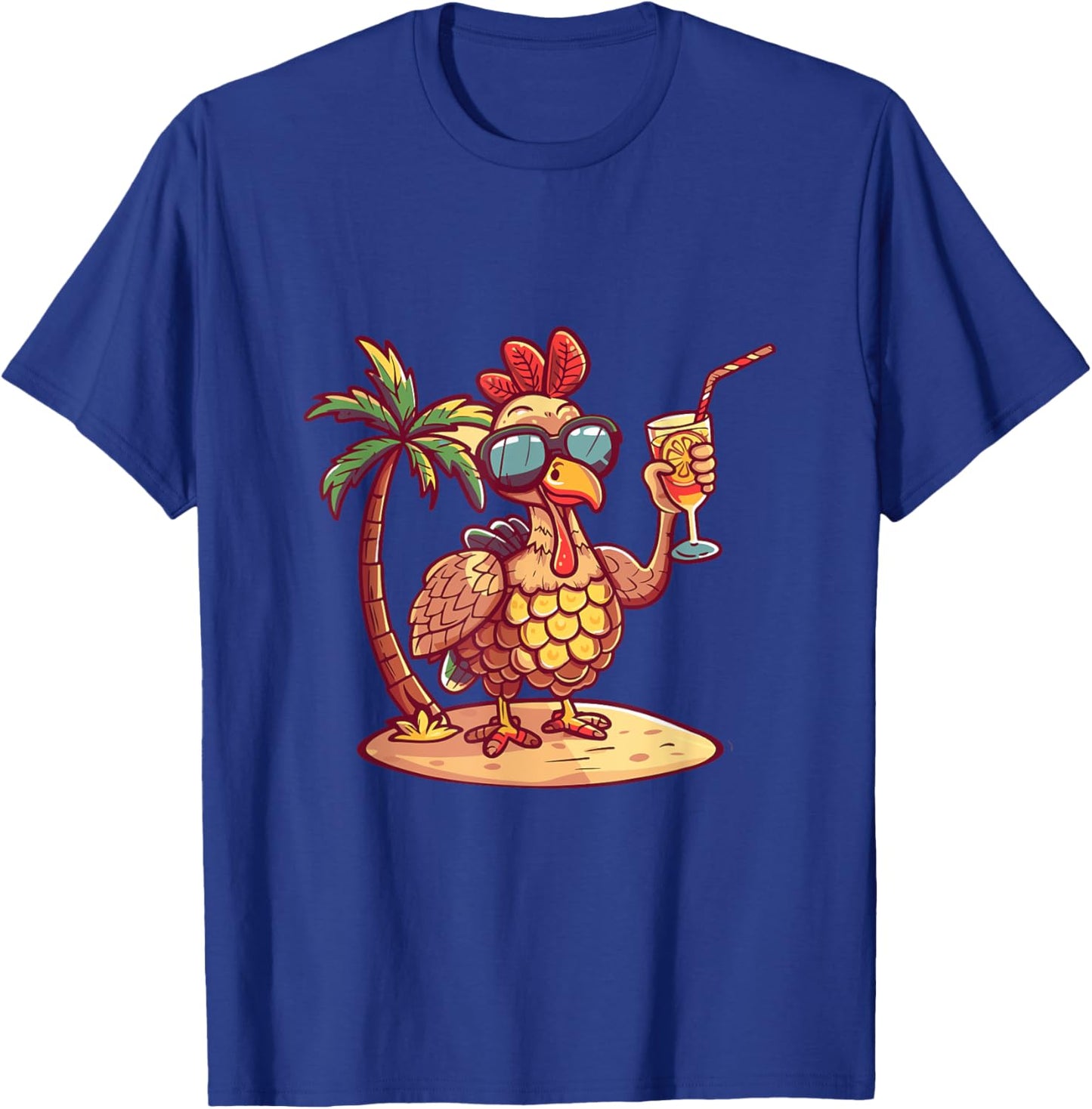 Cute Turkey On Vacation Summer Party Women Kids T-Shirt - T-Shirt | Royal