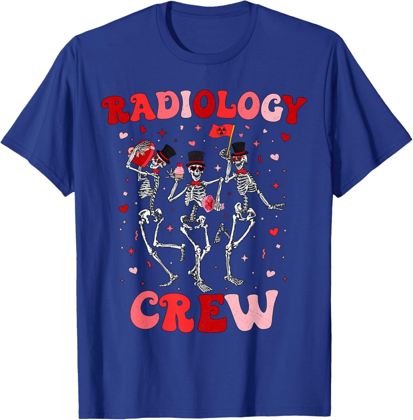 Dancing Skeleton Radiology Crew Valentines RAD Tech T-Shirt - T-Shirt | Royal