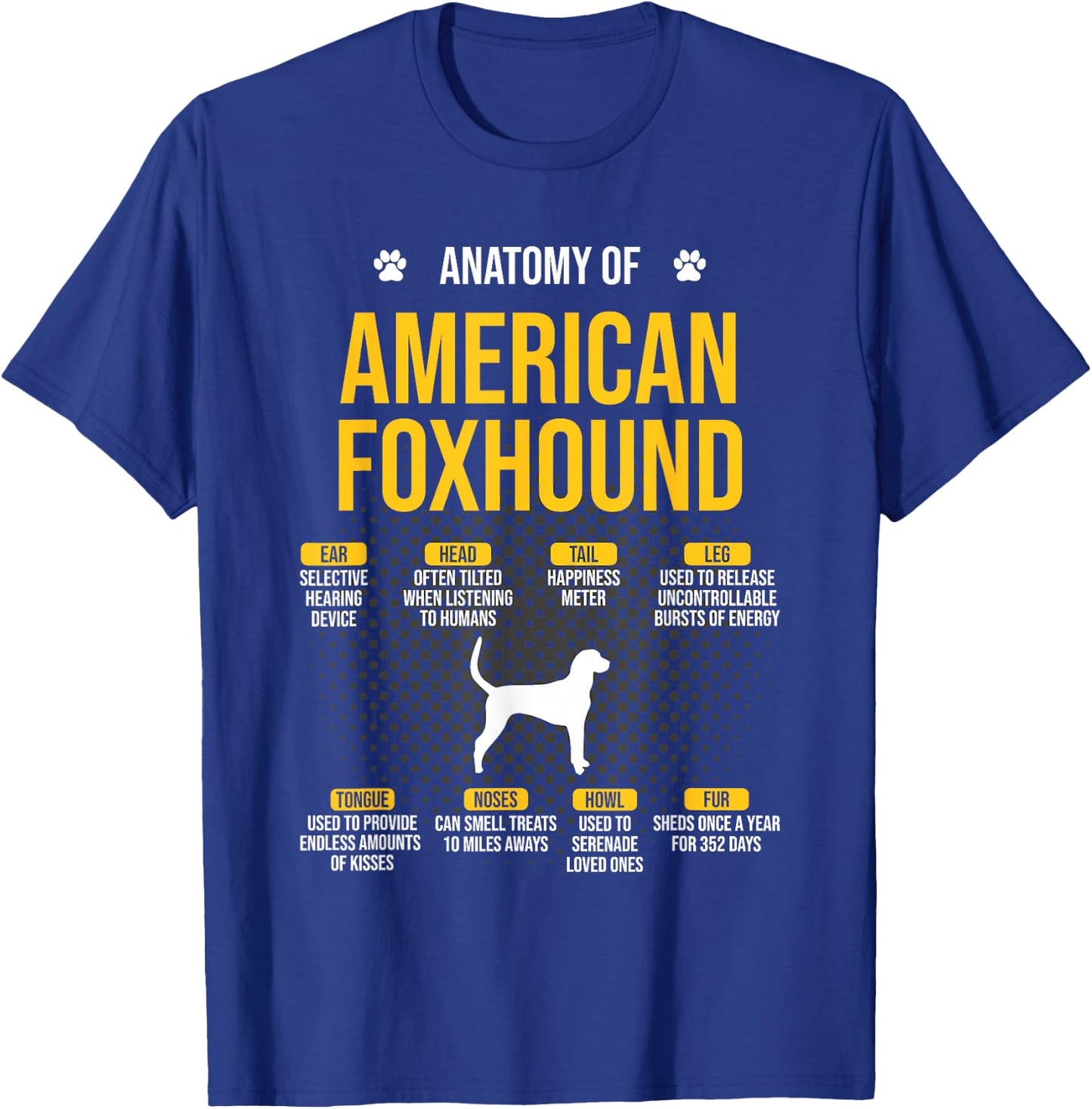 Anatomy of American Foxhound Dog Lover T-Shirt - T-Shirt | Royal