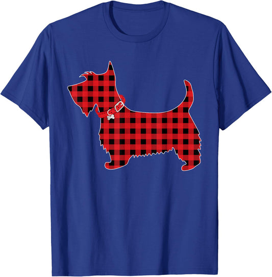 Family Matching Buffalo Plaid Scottie Dog Christmas Pajama T-Shirt - T-Shirt | Royal