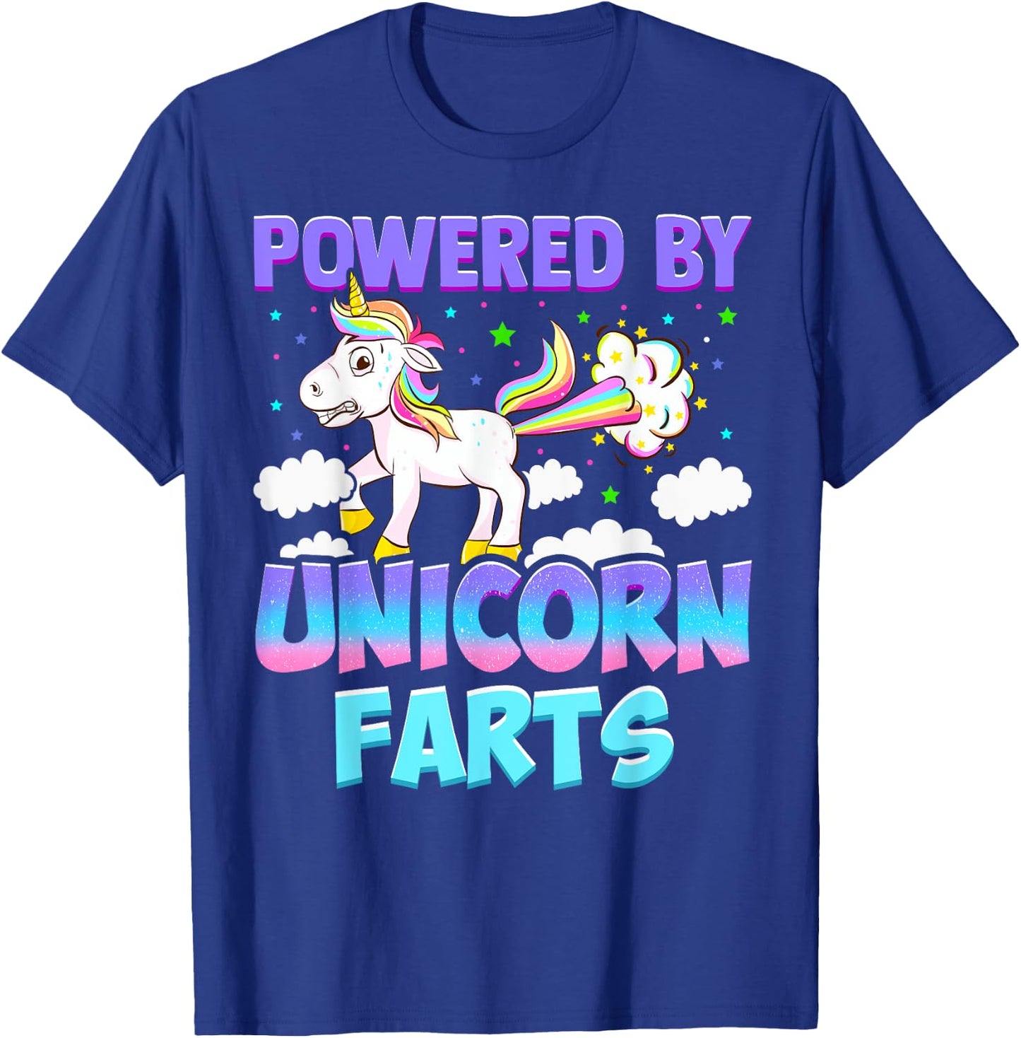 Powered by Unicorn Farts - Unicorn Gift T-Shirt - T-Shirt | Royal