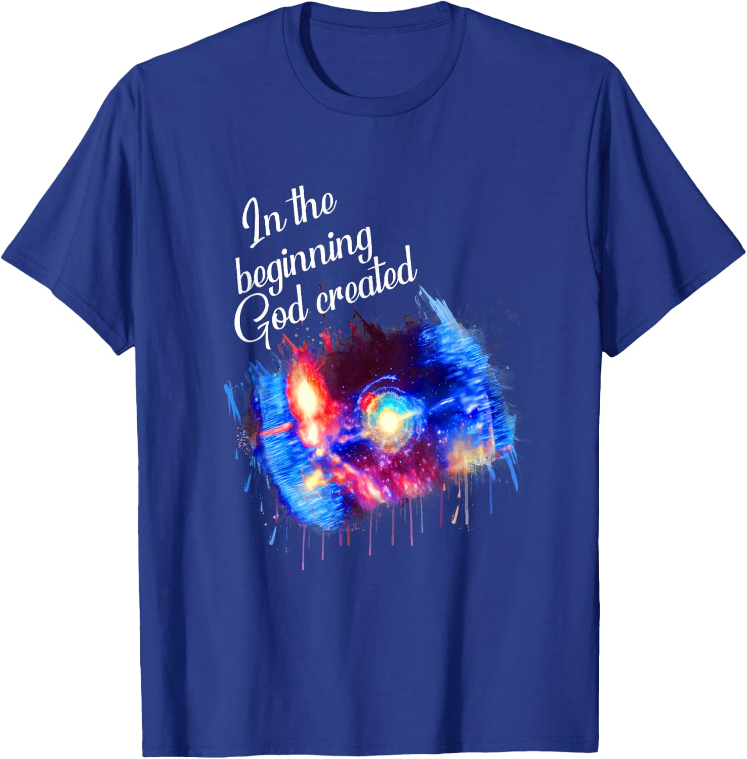 Galaxy Space Spark In the Beginning God Created Christian T-Shirt - T-Shirt | Royal