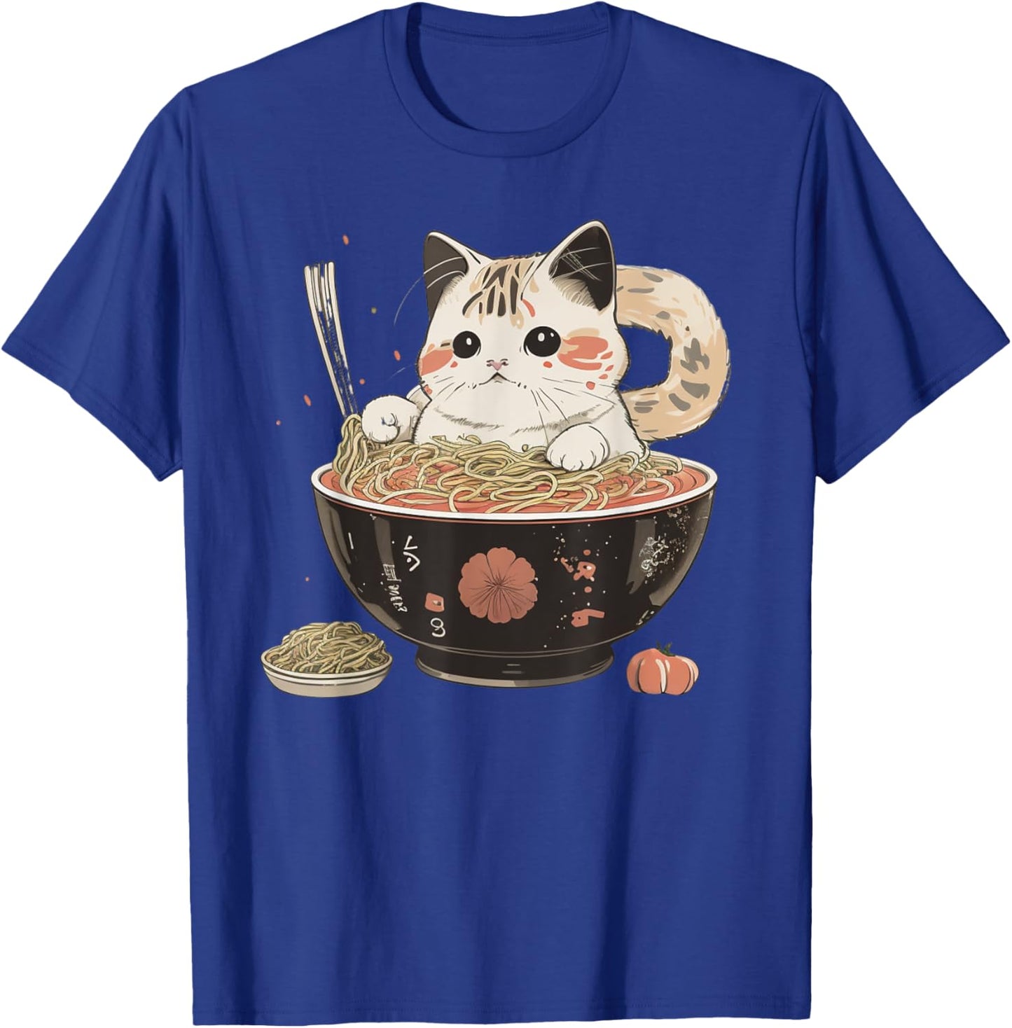 Kawaii Cat Noodle Bowl Japanese Tradittional Graphic Men Women T-Shirt - T-Shirt | Royal