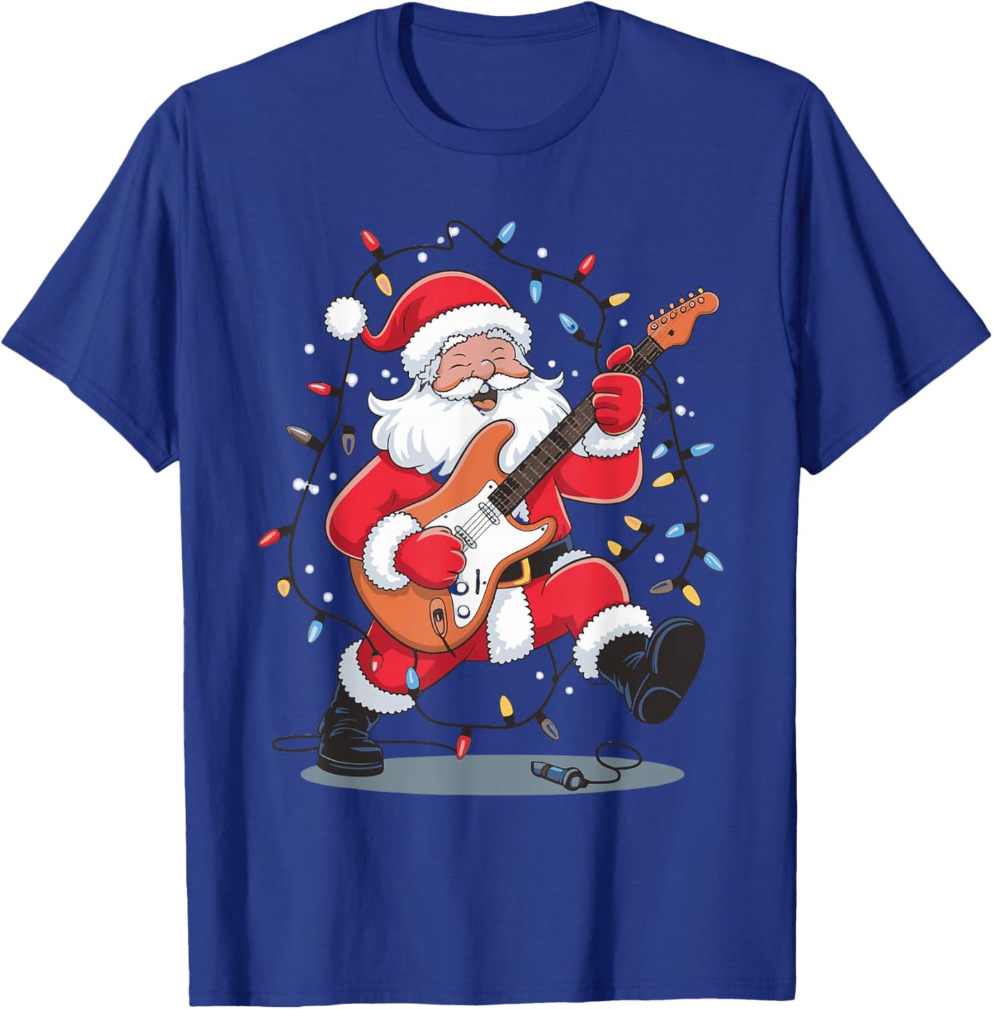 Santa Playing Guitar T-Shirt - T-Shirt | Royal