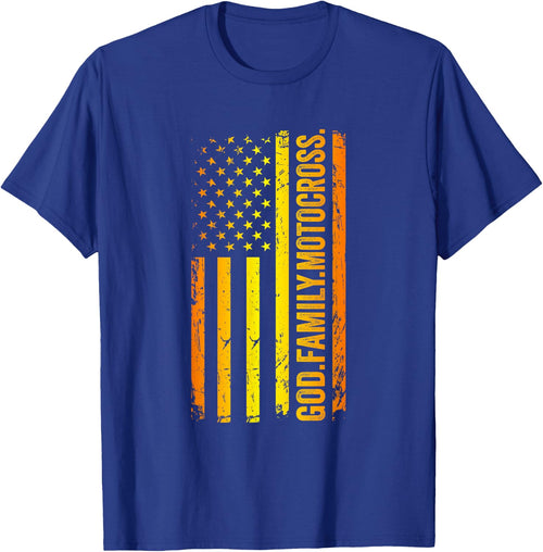 God Family Motocross US American Flag Father's Day Dad