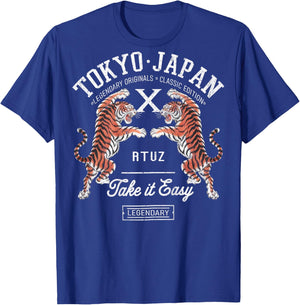 Hip Hop Urban Vintage Retro Y2K Backprint Streetwear Tiger T-Shirt - T-Shirt | Royal