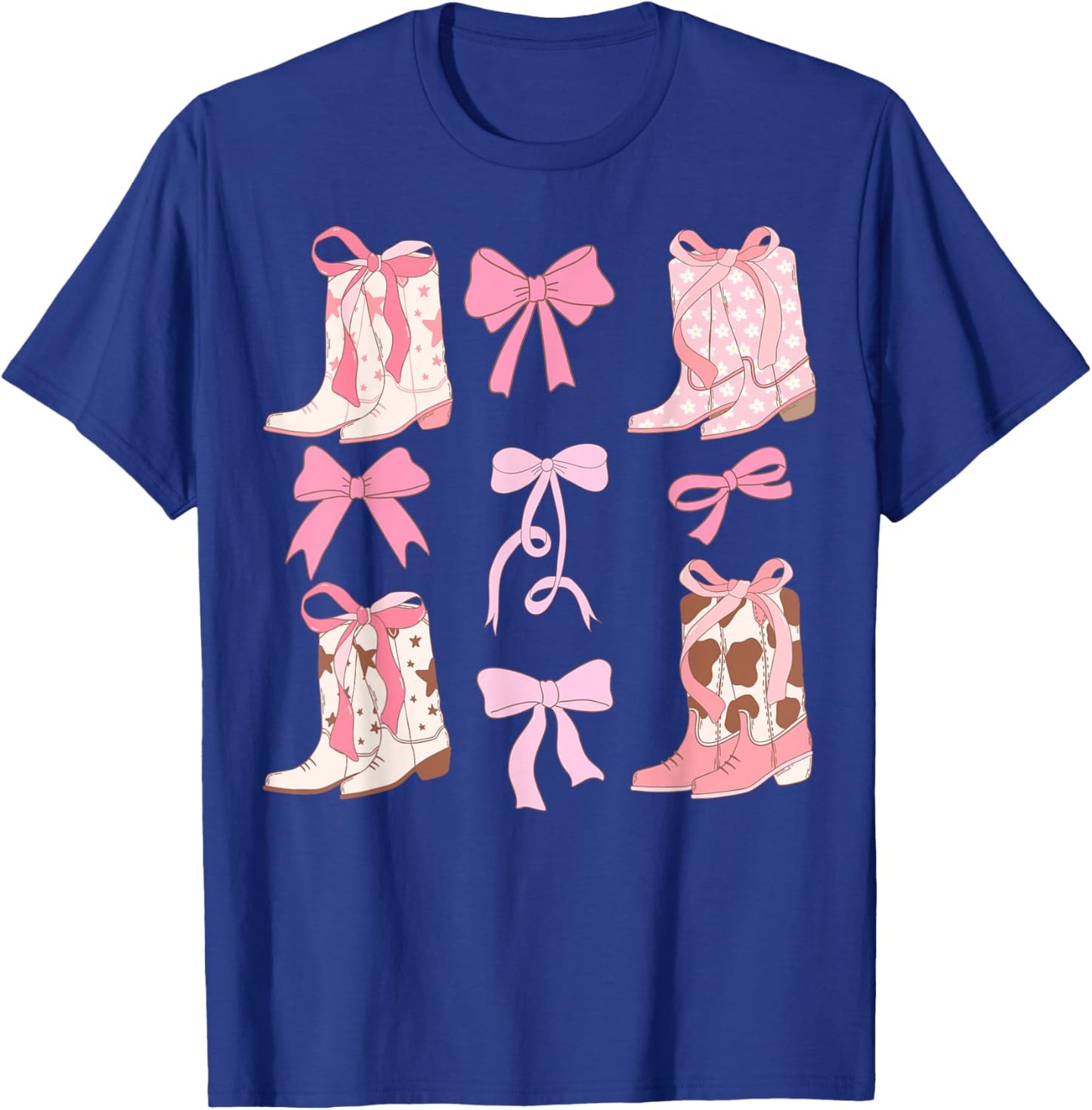 Coquette Cowgirl Boots with Bows Y2K Teen Girls Top T-Shirt - T-Shirt | Royal