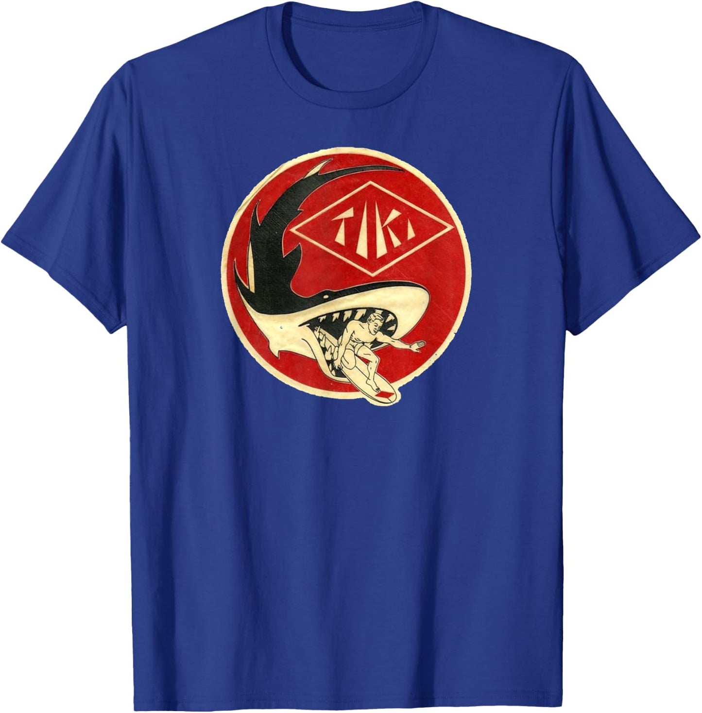 TIKI Surf T Shirt! Watch out for those sharks, dude. T-Shirt - T-Shirt | Royal